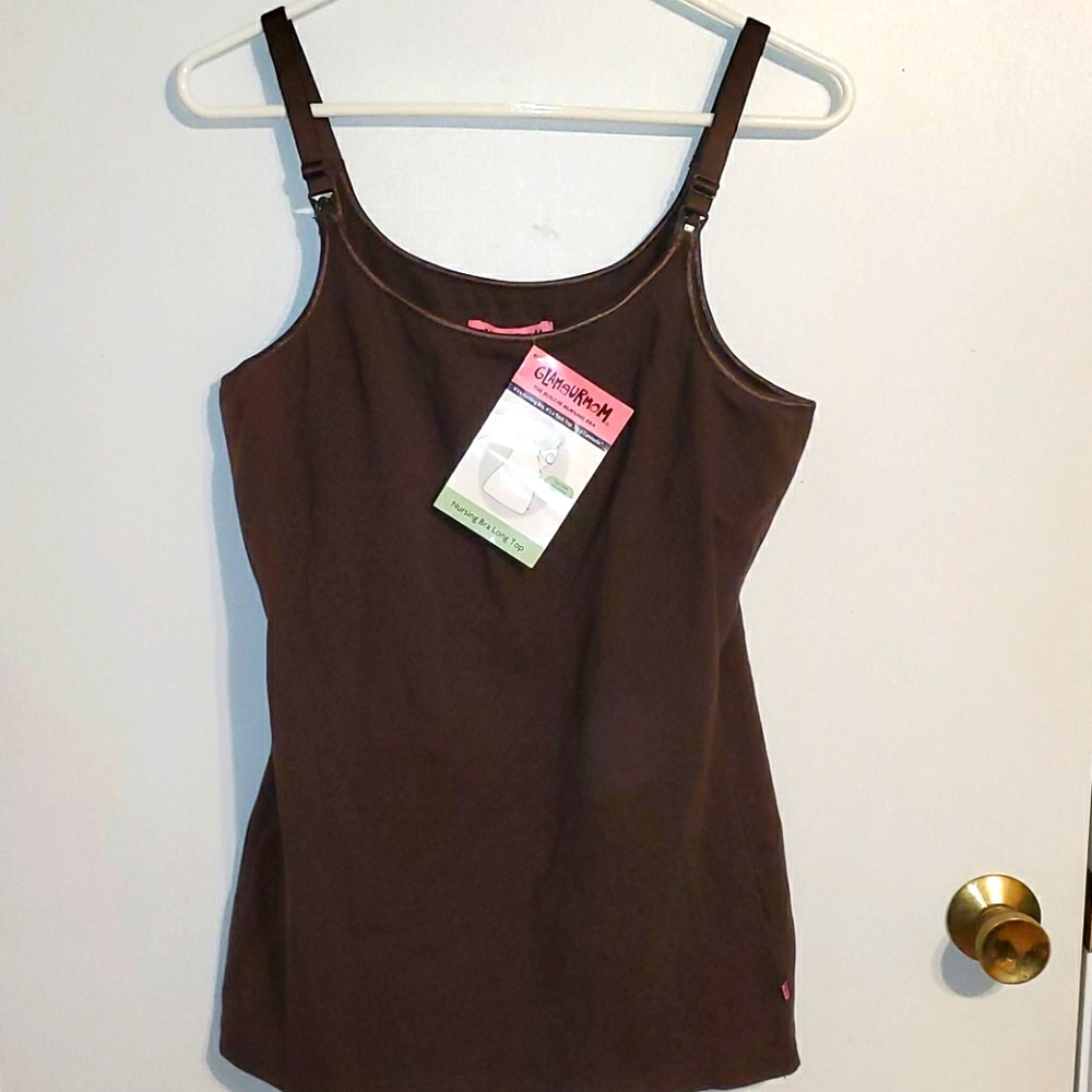 NEW Gramour mom maternity L brown  nursing Tank top